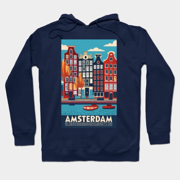 A Vintage Travel Art of Amsterdam - Netherlands Hoodie by goodoldvintage